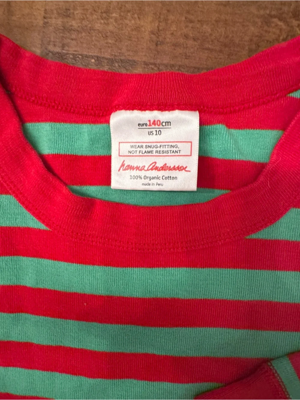 HANNA ANDERSSON Red & Green Striped Two-Piece Pajama Set